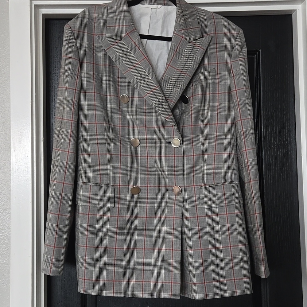 Calvin Klein Runway Simon Plaid Blazer 205W39NYC US Size 12 IT Size 48